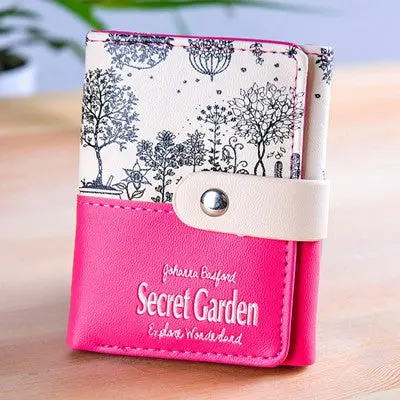 Women's Purse Secret Printing Coin Purse Short Design Carteira Wallet Card Holders Handbag 3