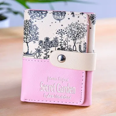 Women's Purse Secret Printing Coin Purse Short Design Carteira Wallet Card Holders Handbag 4