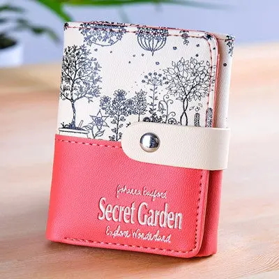 Women's Purse Secret Printing Coin Purse Short Design Carteira Wallet Card Holders Handbag 5