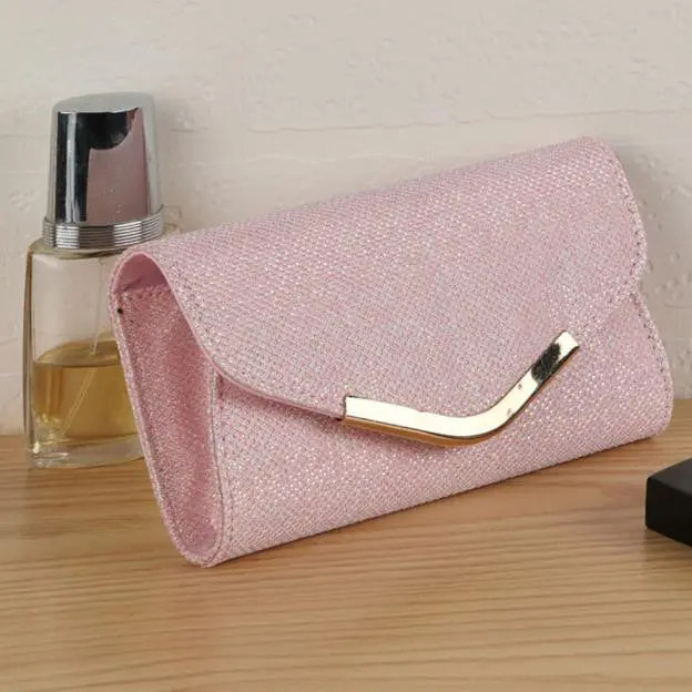 Women's Purse Solid Color Gold Evening Party Clutch Bag Luxury Wallet Day Lady Clutch Carteira 1