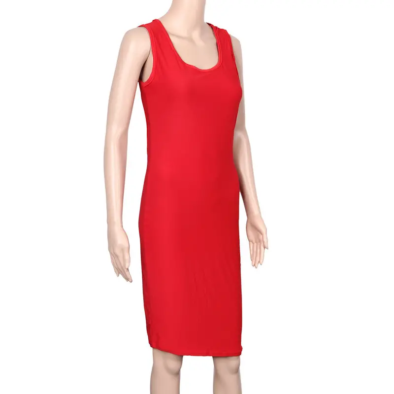 Womens Red Side Split Sleeveless Backless Bodycon Club Party Dress Clothing Plus Size Vestido De Festa Feida 3