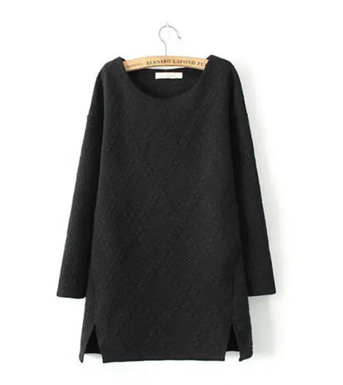 Women's Retro Embossing Pattern O-Neck Irregular Split Hem Long Sleeve Casual Shift Dress Short Casual Dresses Tops 1