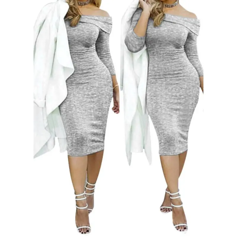 Womens Sexy Dress Dew Shoulder Package Hip Bodycon Cocktail Party Dress Fast Shipping 1