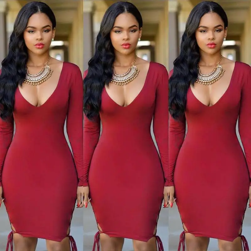 Womens Sexy Dress Long Sleeve Bandage Bodycon Dress 1