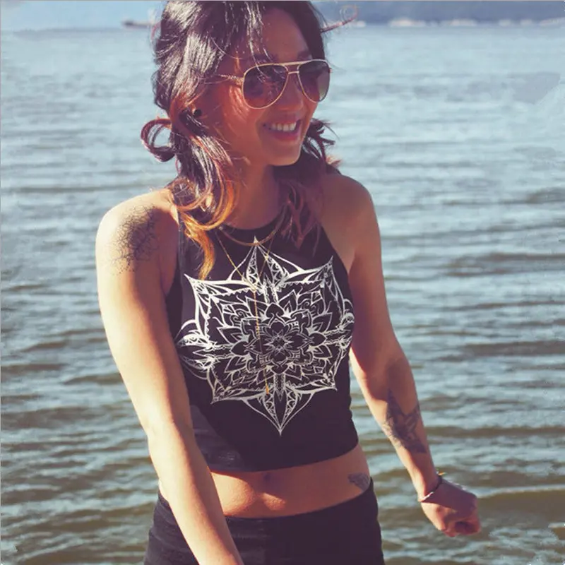 Womens Sexy Tops Mandala Print Sleeveless Tank Crop Tops Vest Blouse Tees Shirt Vintage Tops Tank Bustier Tanks 3