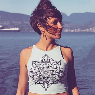 Womens Sexy Tops Mandala Print Sleeveless Tank Crop Tops Vest Blouse Tees Shirt Vintage Tops Tank Bustier Tanks 5