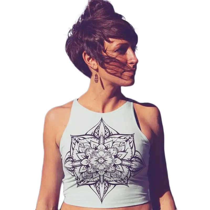 Womens Sexy Tops Mandala Print Sleeveless Tank Crop Tops Vest Blouse Tees Shirt Vintage Tops Tank Bustier Tanks 6