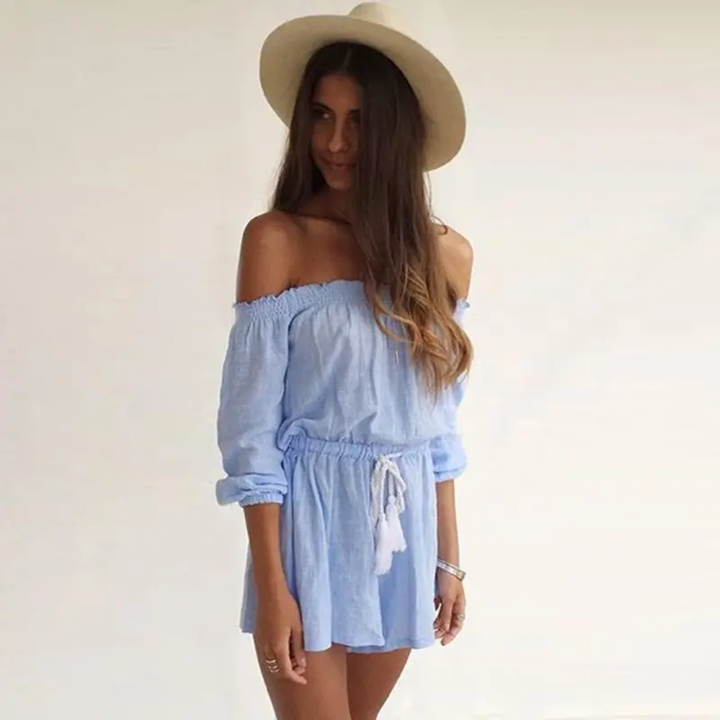 Womens Shorts Jumpsuits Party Playsuit Sexy Women Off Shoulder Clubwear Bodycon Rompers Ladies Combinaison 1
