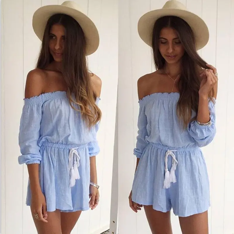 Womens Shorts Jumpsuits Party Playsuit Sexy Women Off Shoulder Clubwear Bodycon Rompers Ladies Combinaison 3