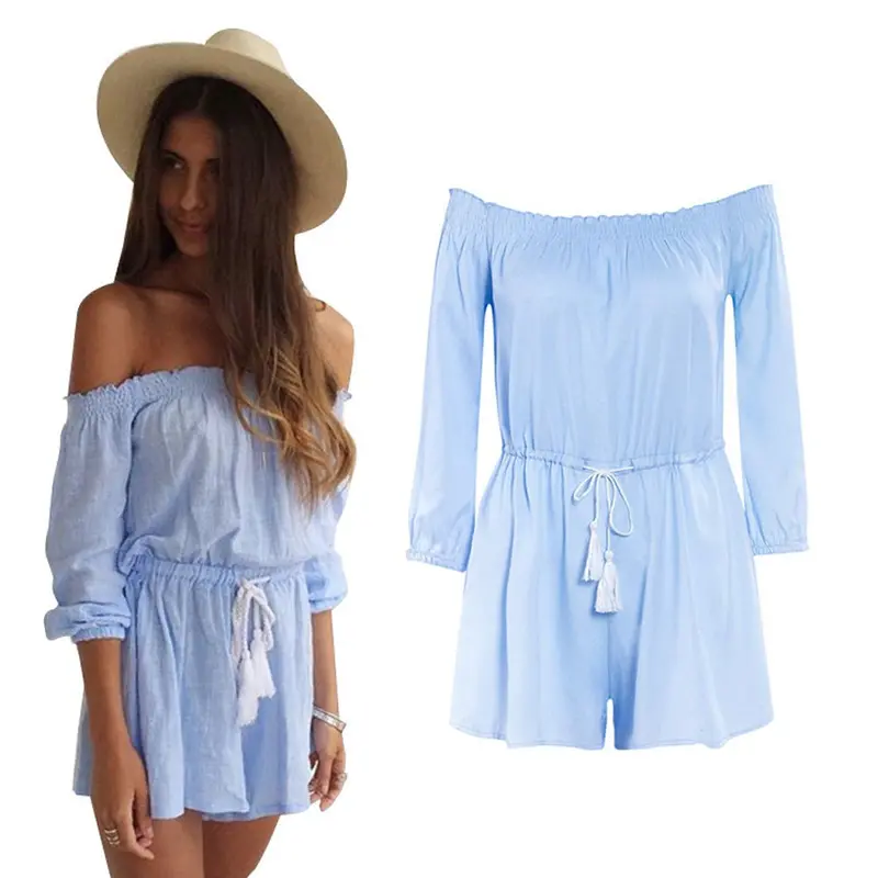 Womens Shorts Jumpsuits Party Playsuit Sexy Women Off Shoulder Clubwear Bodycon Rompers Ladies Combinaison 4