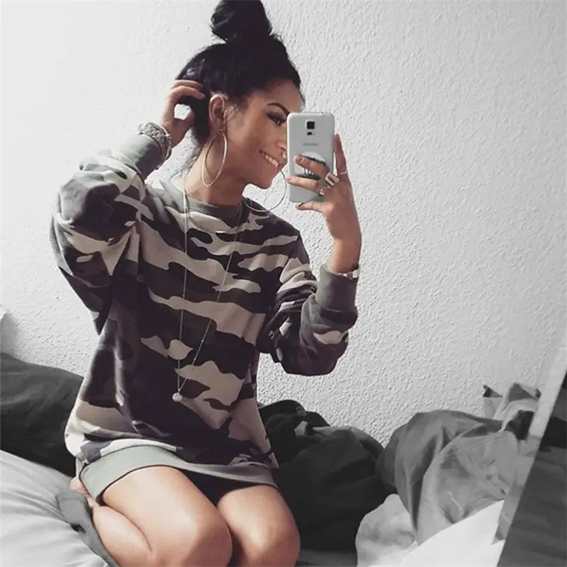 Women's Sweatshirts Hoodies Army Camouflage Hoodies Outerwears Women Casual Long Sleeve Hoodies Gv335 1