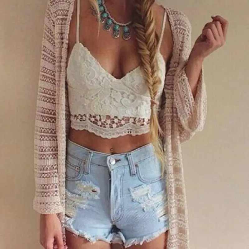 Women's Tank Top Sexy Lace Tops Crochet Back Hollowout Woman Sexy Vest Camisole White Base Tees 3