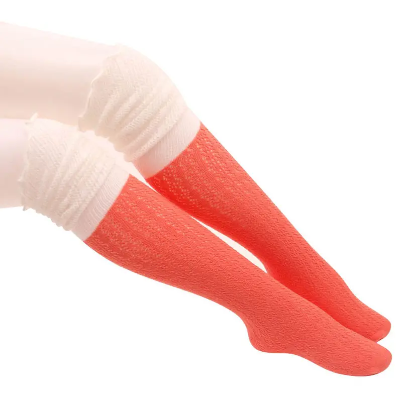 Womens Thigh High Socks Hollow Out Mesh Over Knee Socks Wood Ear Stockings Boots Calcetines Sale 4