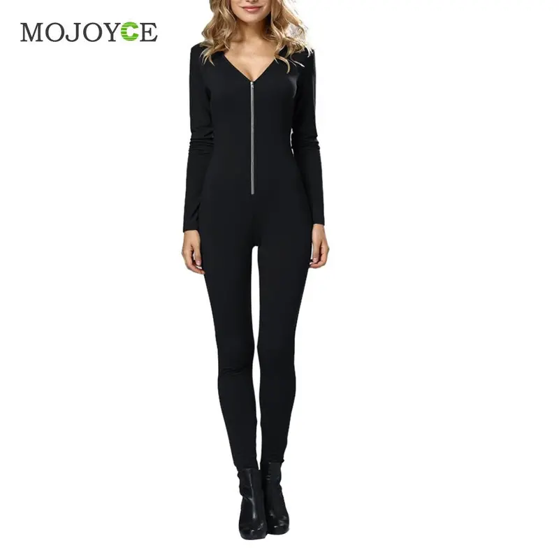 Womens Tight Bodysuit Club Rompers Bodycon Hooded Long Sleeve Jumpsuit Playsuit Bodycon Jumpsuit Combinaison Femme Rompers Women 1