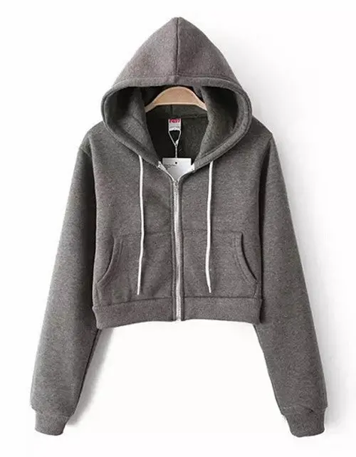 Women's Trendy Aa Drawstring Hat Long Sleeve Short Jumper Sweats Hooded Sweartshirt Hoodies Tops 10
