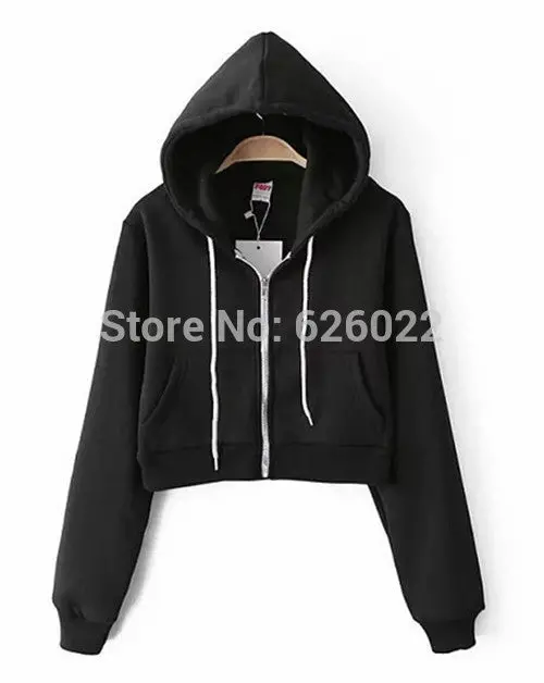 Women's Trendy Aa Drawstring Hat Long Sleeve Short Jumper Sweats Hooded Sweartshirt Hoodies Tops 10