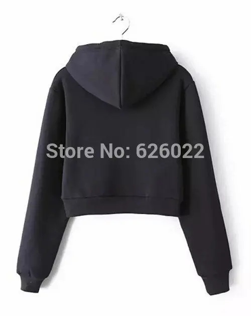 Women's Trendy Aa Drawstring Hat Long Sleeve Short Jumper Sweats Hooded Sweartshirt Hoodies Tops 11