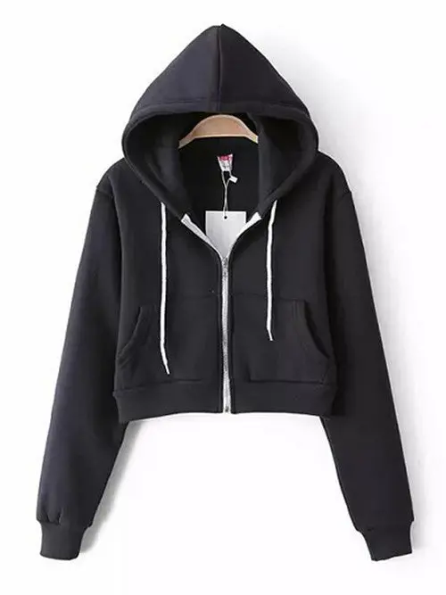 Women's Trendy Aa Drawstring Hat Long Sleeve Short Jumper Sweats Hooded Sweartshirt Hoodies Tops 4