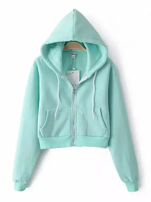 Women's Trendy Aa Drawstring Hat Long Sleeve Short Jumper Sweats Hooded Sweartshirt Hoodies Tops 7