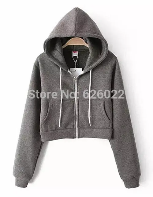 Women's Trendy Aa Drawstring Hat Long Sleeve Short Jumper Sweats Hooded Sweartshirt Hoodies Tops 7