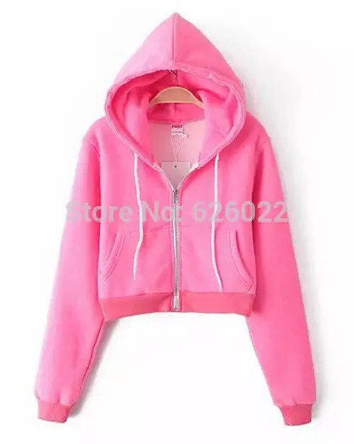 Women's Trendy Aa Drawstring Hat Long Sleeve Short Jumper Sweats Hooded Sweartshirt Hoodies Tops 8