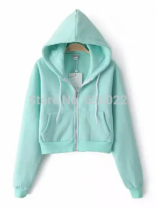 Women's Trendy Aa Drawstring Hat Long Sleeve Short Jumper Sweats Hooded Sweartshirt Hoodies Tops 9