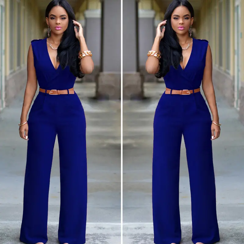 Womens V Neck Bandage Bodycon Jumpsuit Romper Trousers Clubwear 1