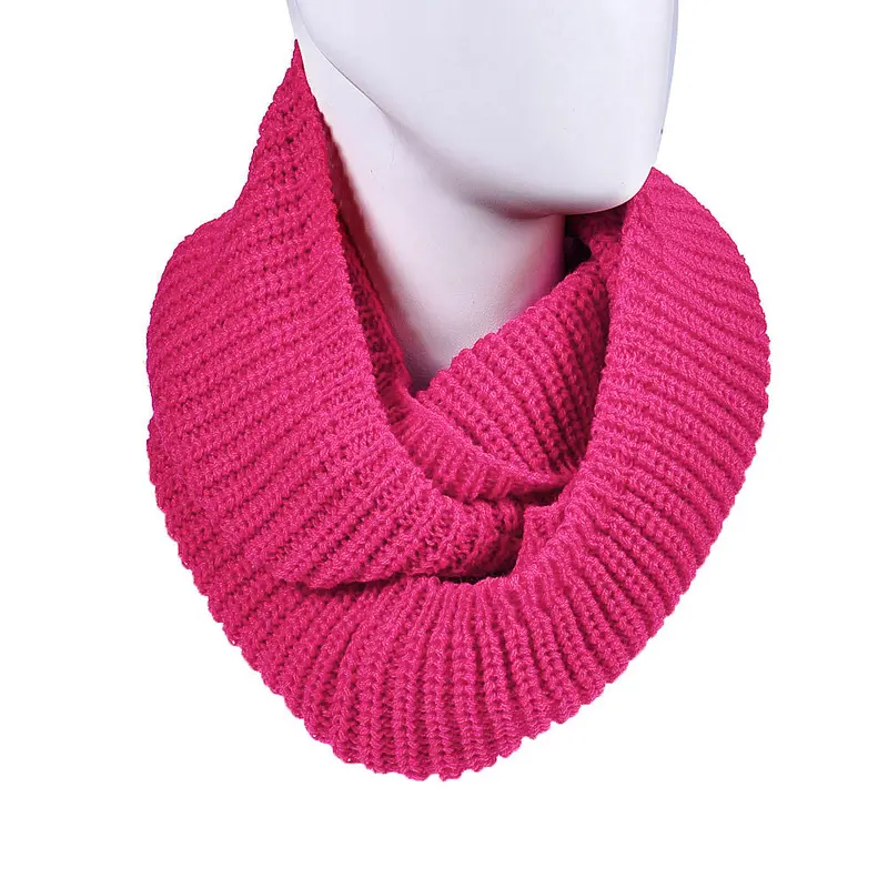 Women's Warm Infinity 2 Circle Cable Knit Cowl Neck Long Scarf Shawl 1