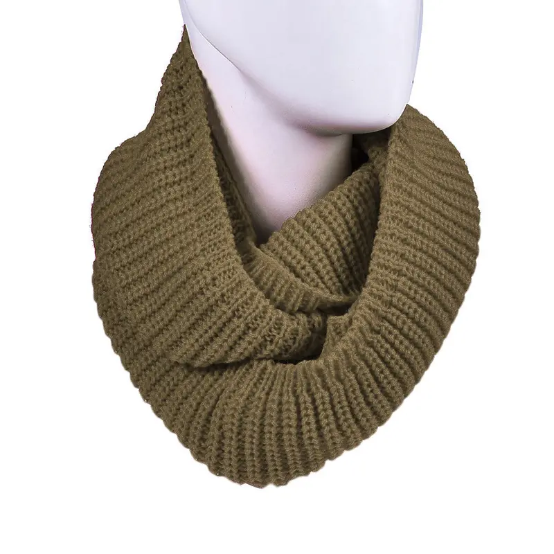 Women's Warm Infinity 2 Circle Cable Knit Cowl Neck Long Scarf Shawl 2