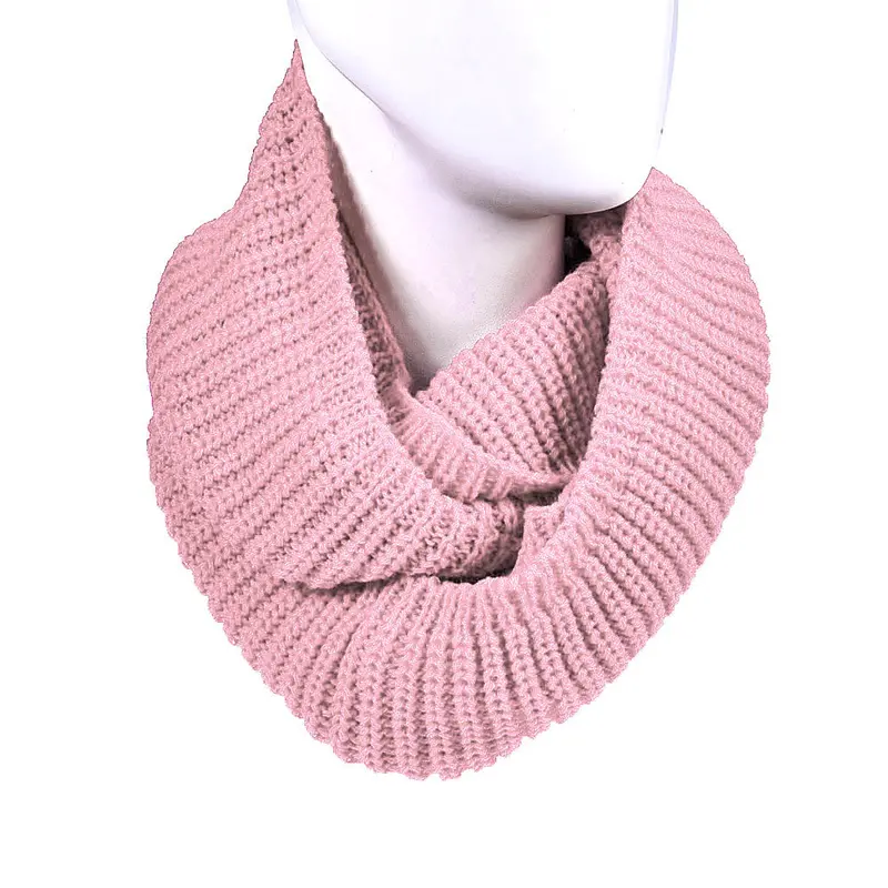 Women's Warm Infinity 2 Circle Cable Knit Cowl Neck Long Scarf Shawl 4