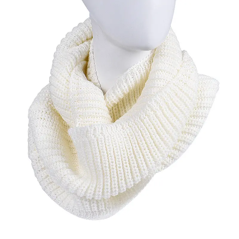 Women's Warm Infinity 2 Circle Cable Knit Cowl Neck Long Scarf Shawl 6