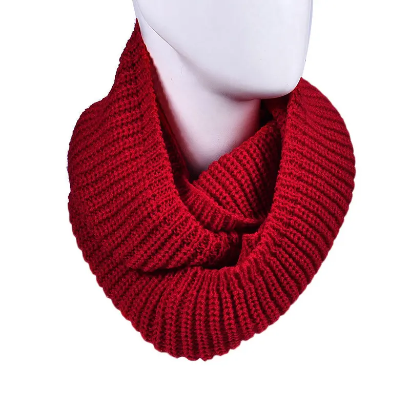 Women's Warm Infinity 2 Circle Cable Knit Cowl Neck Long Scarf Shawl 7