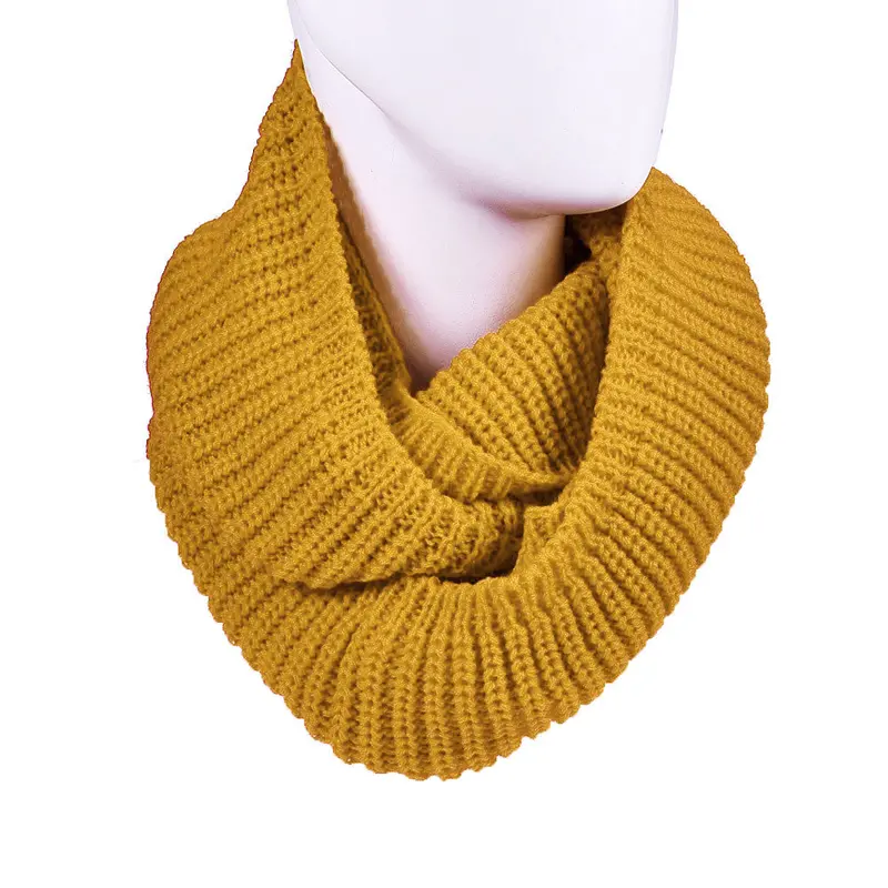 Women's Warm Infinity 2 Circle Cable Knit Cowl Neck Long Scarf Shawl 8