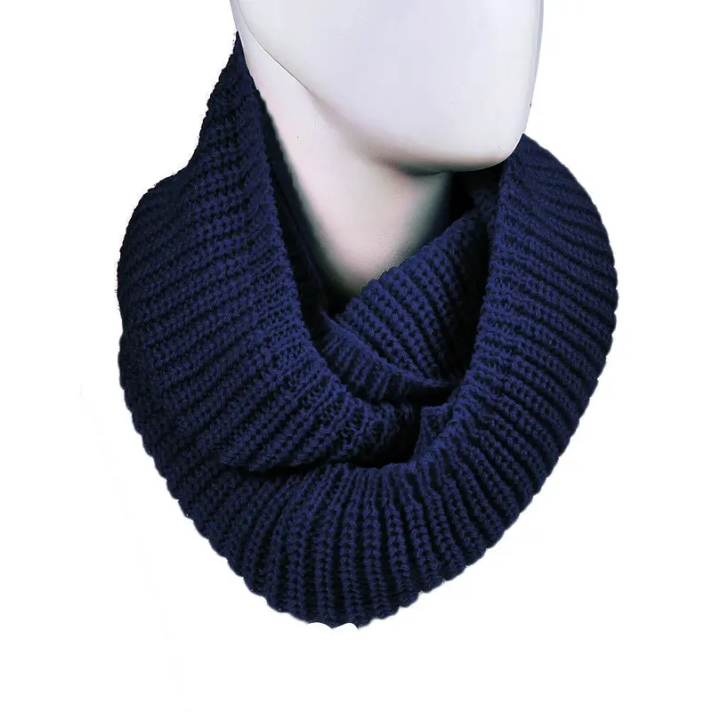 Women's Warm Infinity 2 Circle Cable Knit Long Scarf Cowl Neck Shawl & 1