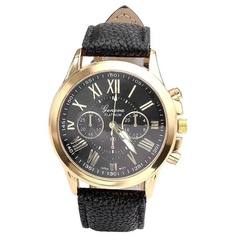 Women's Watch Geneva Roman Numerals Faux Leather Clock Quartz Wrist Watch Relogio 1