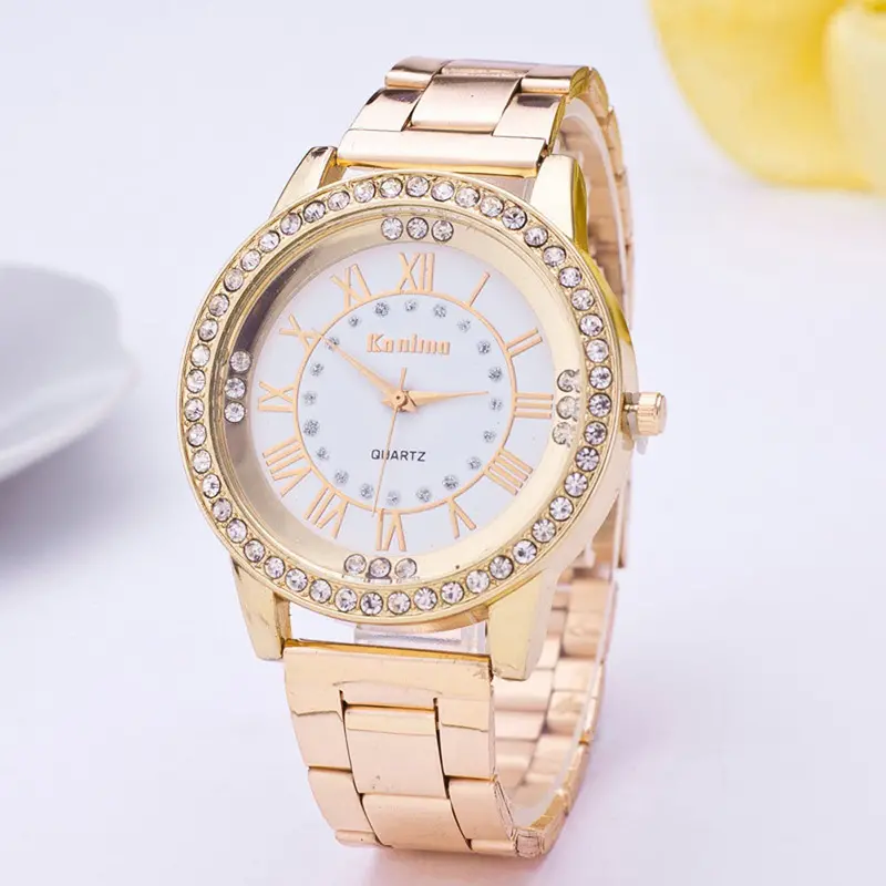 Women's Watches Crystal Rhinestone Bracelet Stainless Steel Band Gold Silver Clock Analog Watch Relogio Feminino 1