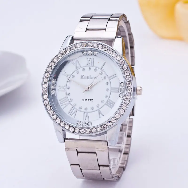 Women's Watches Crystal Rhinestone Bracelet Stainless Steel Band Gold Silver Clock Analog Watch Relogio Feminino 3