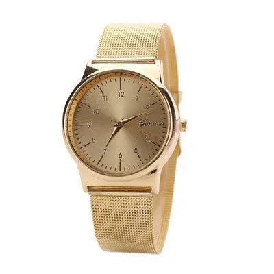 Womens Watches Geneva Classic Rose Gold Clock Quartz Stainless Steel Watch Relogio Feminino 1