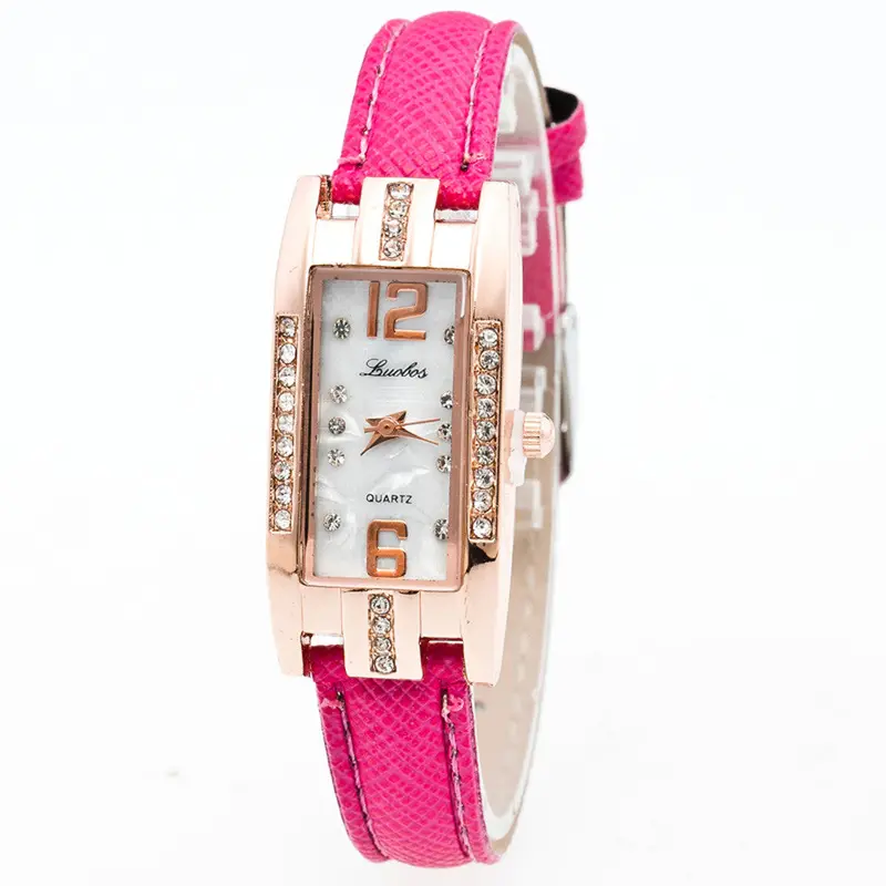 Women's Watches Rhinestone Crystal Dress Clock Relogio Feminino Pu Leather Band Quartz Wrist Watch 2