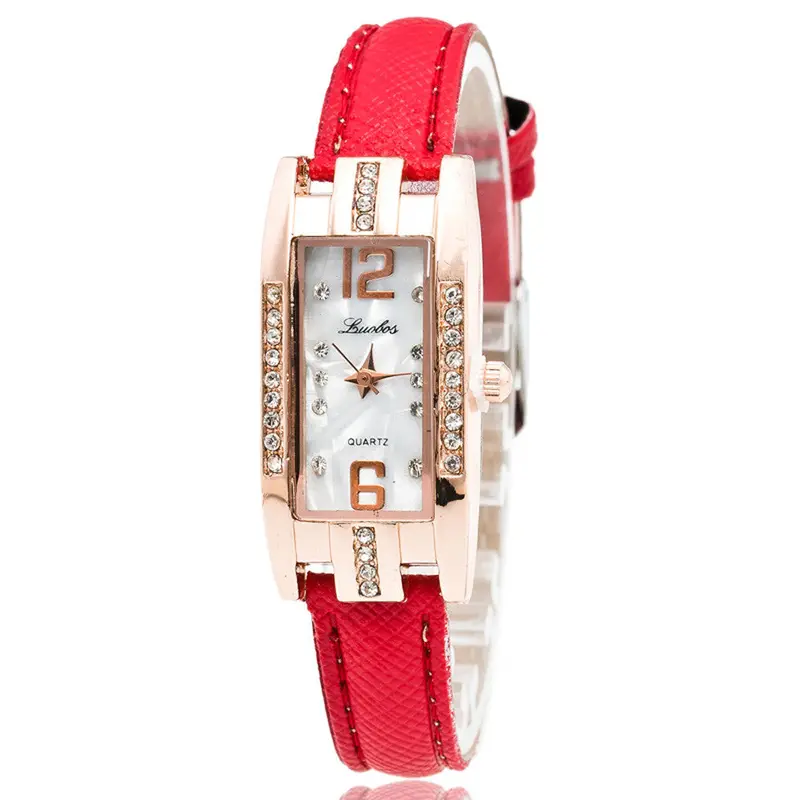 Women's Watches Rhinestone Crystal Dress Clock Relogio Feminino Pu Leather Band Quartz Wrist Watch 4