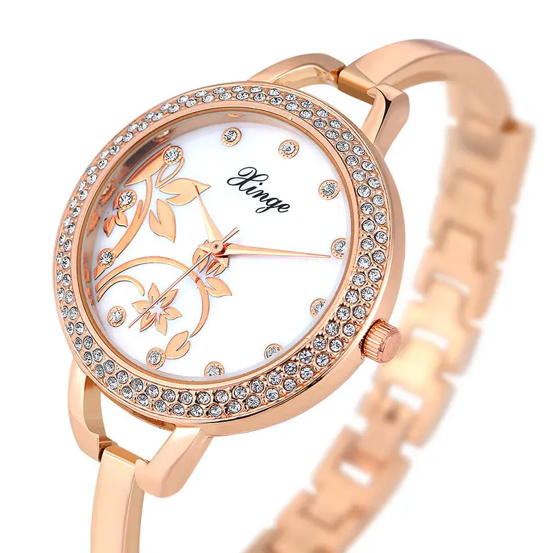 Womens Watches Top Gold Watch Rhinestone Butterfly Watch And Bracelet Set 388-R Feida 2