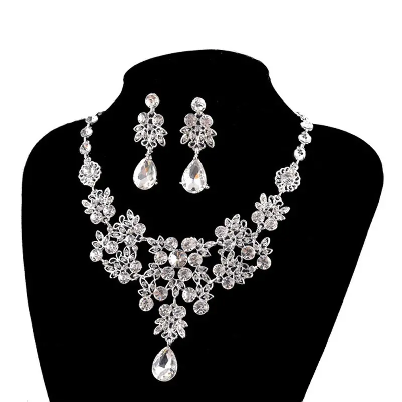 Women's Wedding Jewellery Sets Bride Earrings & Pendant Necklace Feida 1