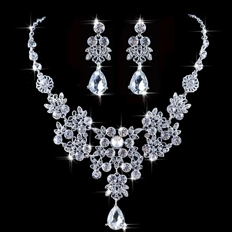 Women's Wedding Jewellery Sets Bride Earrings & Pendant Necklace Feida 2