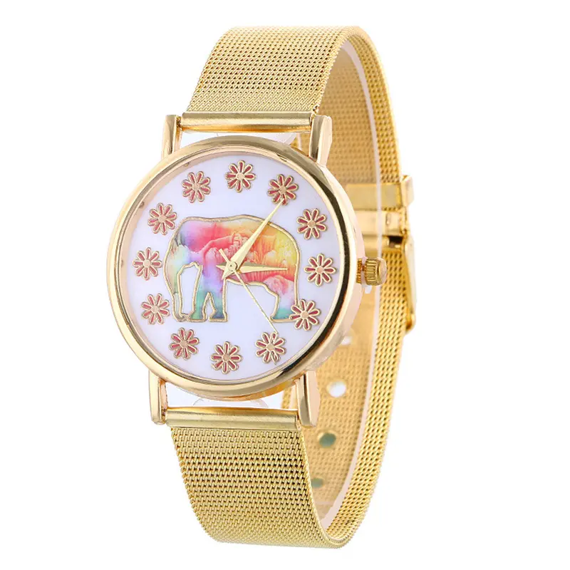 Women's Wrist Watch Gold Horloge Ladies Watch Mesh Band Elephant Quartz Watch Orologio Donna Feida 1