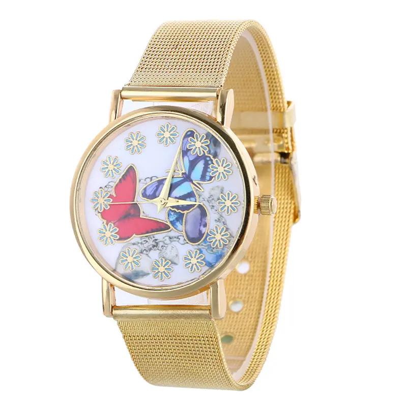 Women's Wrist Watch Gold Horloge Montre Homme Marque De Luxe Mesh Band Quartz-Watch Stainless Steel Orologio Donna Feida 1