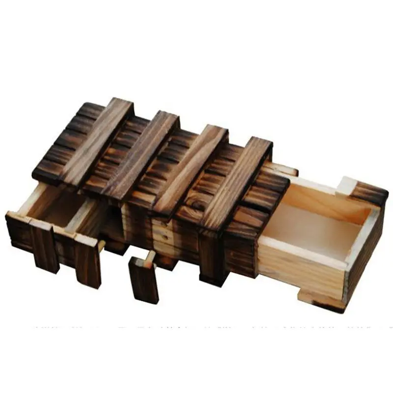 Wooden Puzzle Box Secret Wood Drawer Magic Compartment Brain Teaser Educational Toys For Children Gift 1