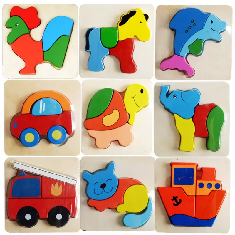 Wooden Puzzle Toy Kid Child Cartoon Animal 3D Jigsaw Puzzles Board Games Educational Toys For Children 1