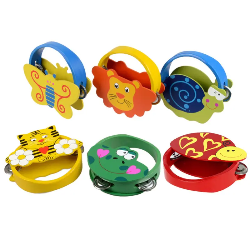 Wooden Rattle Toy Baby Hbell Musical Instrument Bell Cartoon Animal Rattles For Toddlers Juguetes Bebes Rom Color 1
