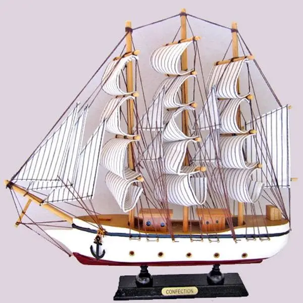 Wooden Ship Model Marine Wood Boat Blue Wooden Sailing Ship Nautical Decor Home Crafts 89421 1