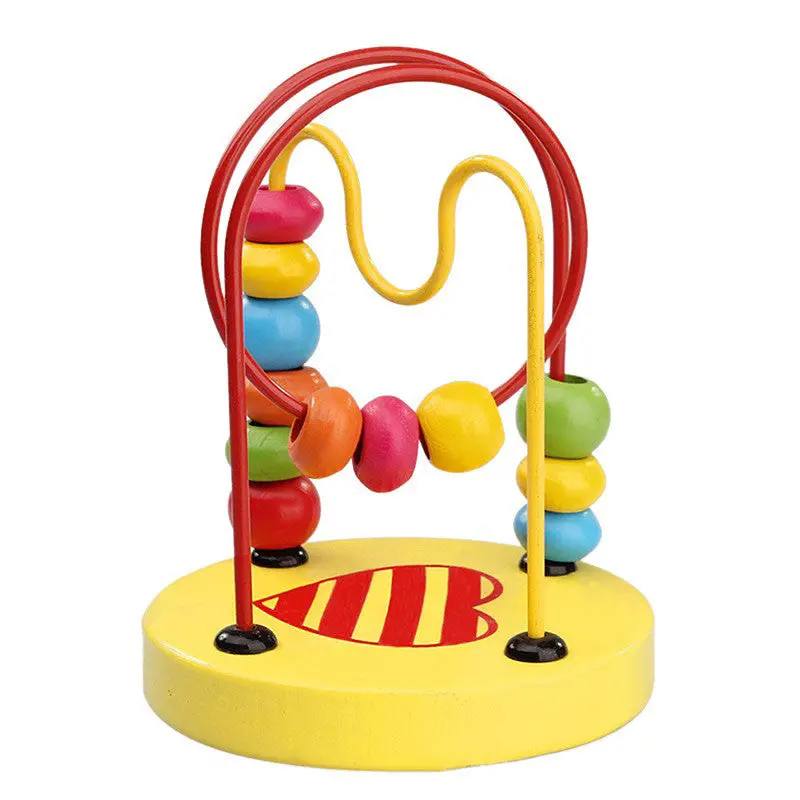 Wooden Toys For Children Kids Toddler Baby Math Toys Colorful Mini Around Beads Wire Maze Educational Toy 1